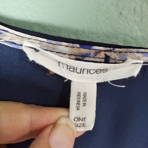 Maurices Womens Navy Blue Floral Print Open Front Kimono Size One Size - Picture 3 of 6